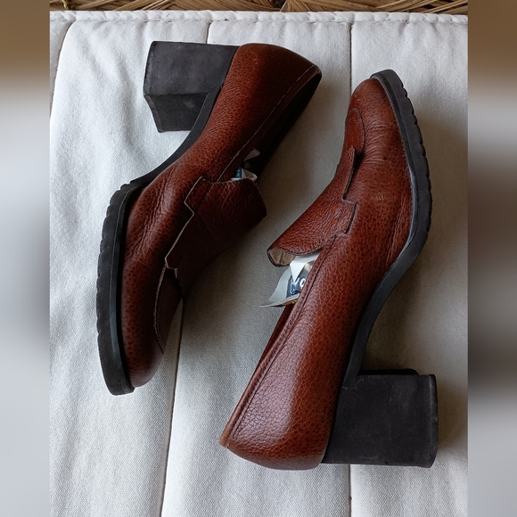 Vintage Enzo Angiolini Brown Women's Leather Loafer Heels_10 - Picture 6 of 8